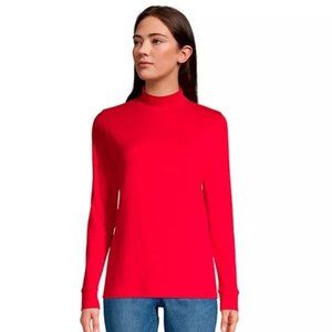 Women's Relaxed Cotton Long Sleeve Mock Turtleneck